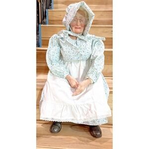 Vintage Porcelain Grandma Doll 26" Realistic Granny Country Folk Art Figure